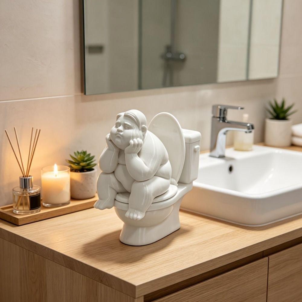 3D Printed Bathroom Thinker Statue Funny Desktop Small Ornament Home Office