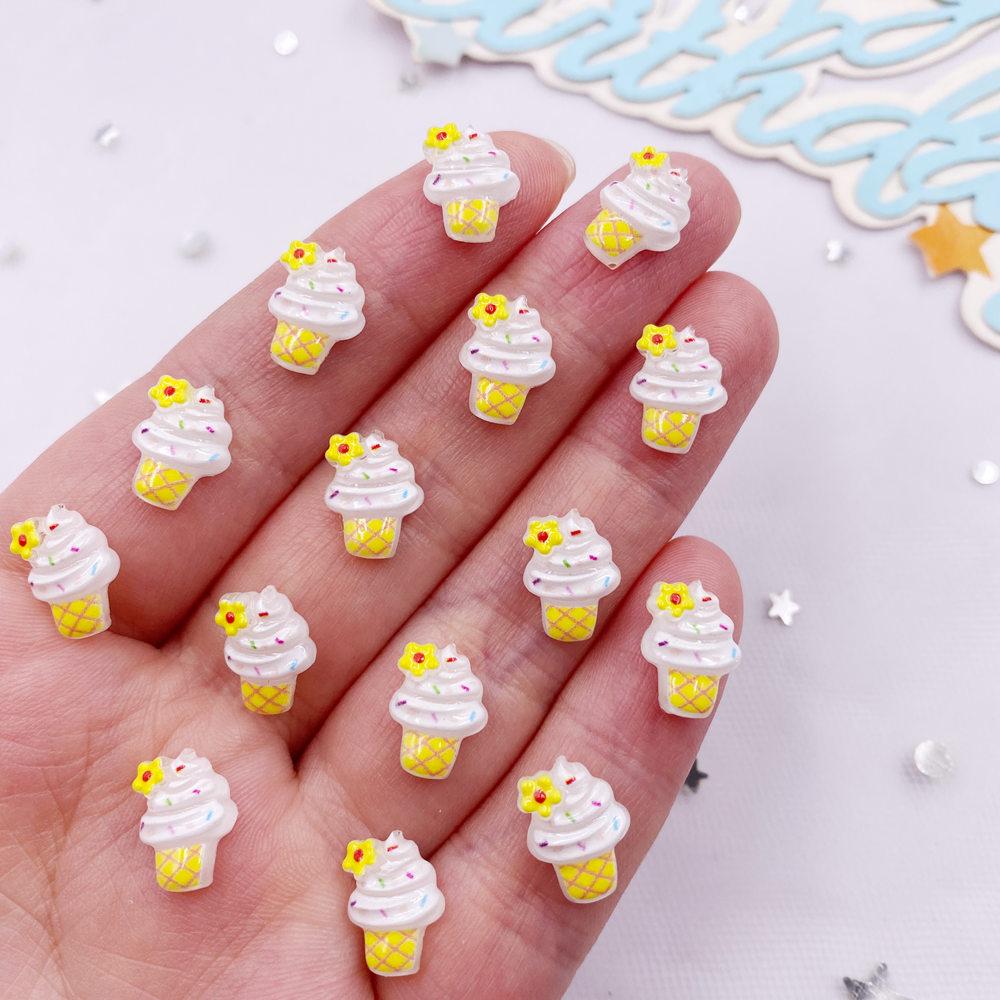 50PCS Resin Mini Colorful Strawberry Sweet Love Ice Cream Ice Cream Flatback Rhinestone DIY Nail Art Scrapbook Craft Accessories