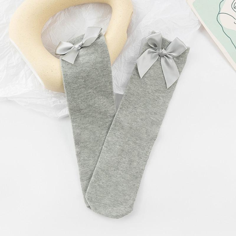 Solid Color Spring Summer Infant Toddler Kids Socks New Soft Cotton Baby Girl Socks Cute Bows Princess Girl Knee Socks