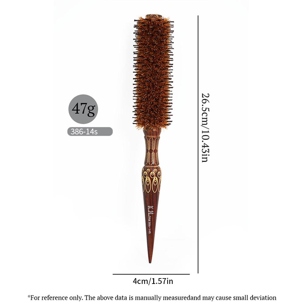 Natural Wooden Bristle Hair Round Brush Hair Roller Brush Hairdressing Anti Static Professional Barber Hair Comb Styling Tools