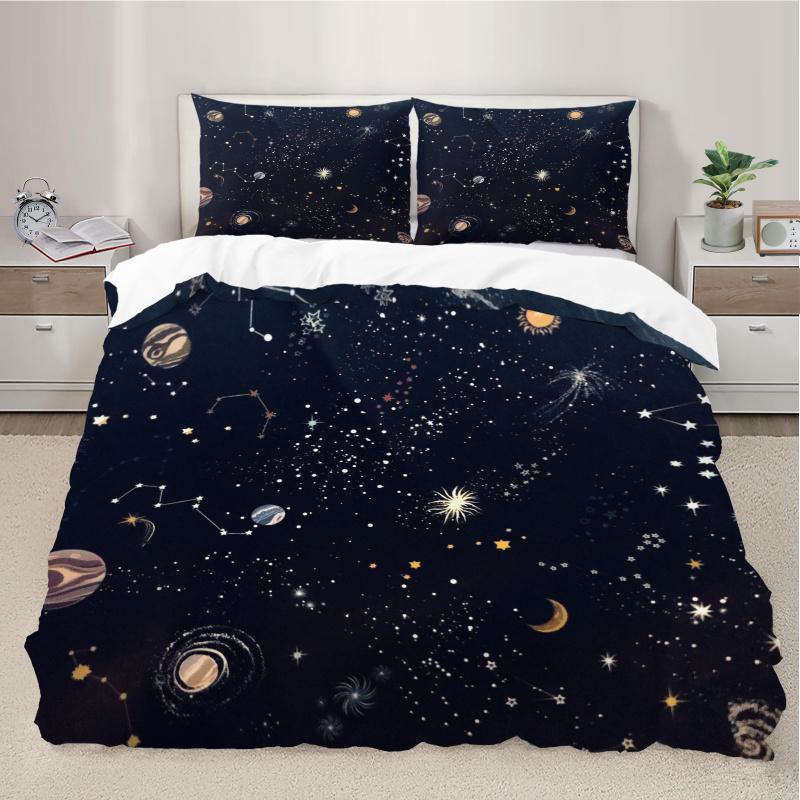 Galaxy Planet Printed Duvet Cover Bedding Set, Soft and Cozy Home Bedroom Decorative Items, Stylish and Comfortable Bedding Set