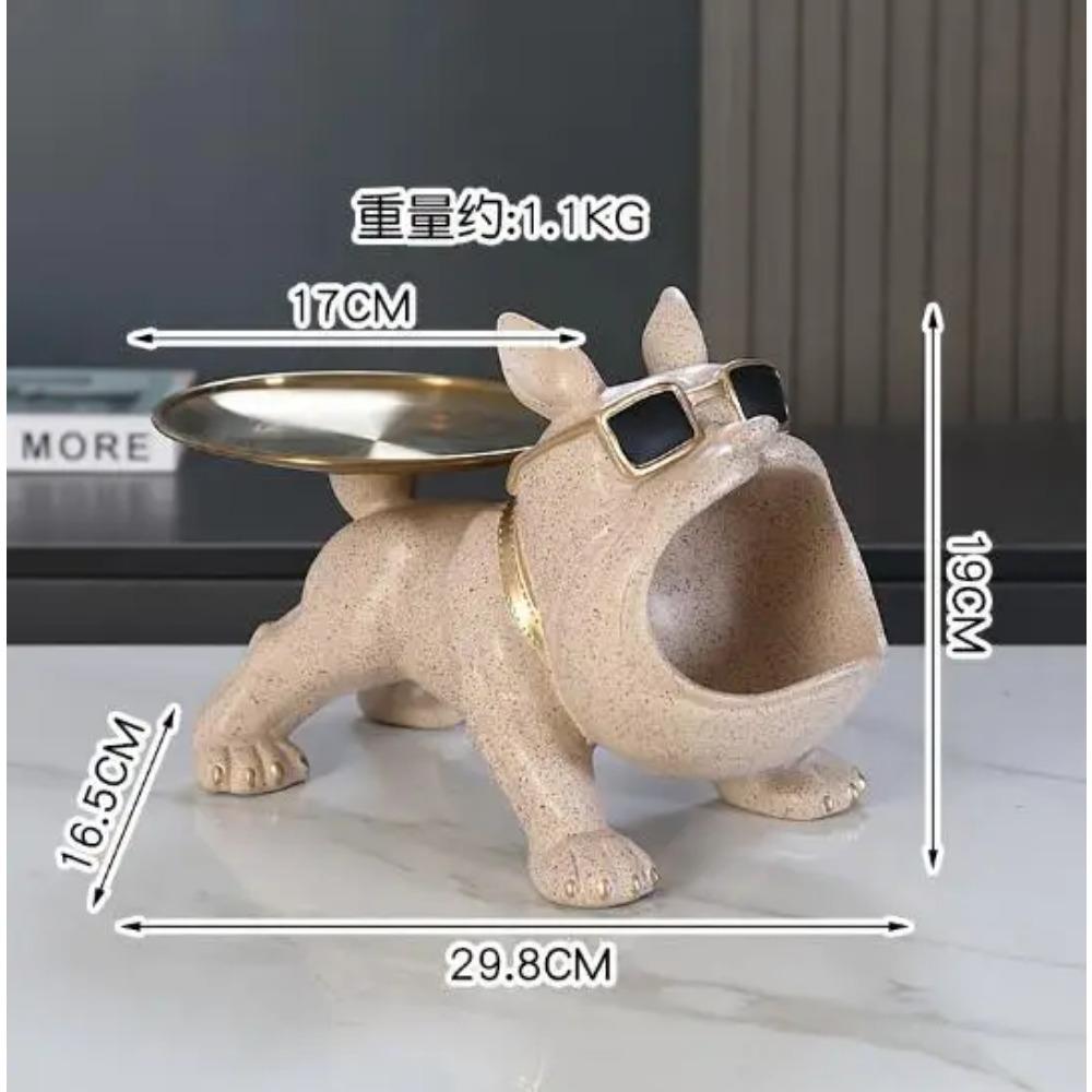 Cool French Bulldog Butler Décor with Tray Big Mouth Dog Statue Home Décor Storage Box Animal Resin Sculputre Figurine Art Gift