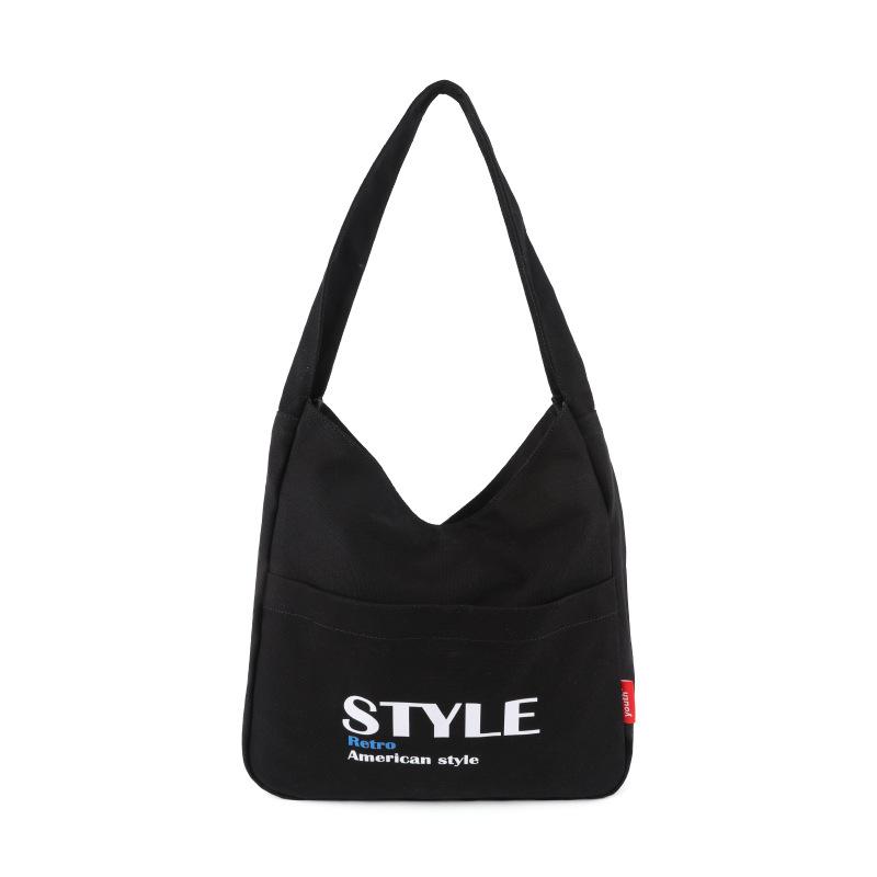 

2025 new Korean solid color cotton canvas bag underarm bag college student handbag large capacity shoulder bag
