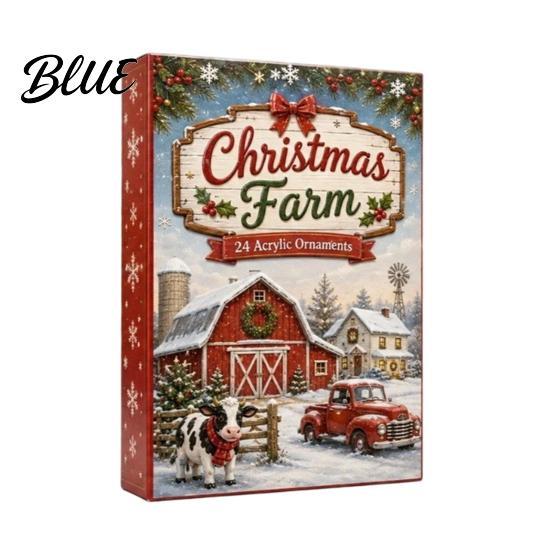 Holiday Countdown Calendar with 2D Calendar 24 Farm Advent 2026 Christmas Day Box Acrylic Decorative