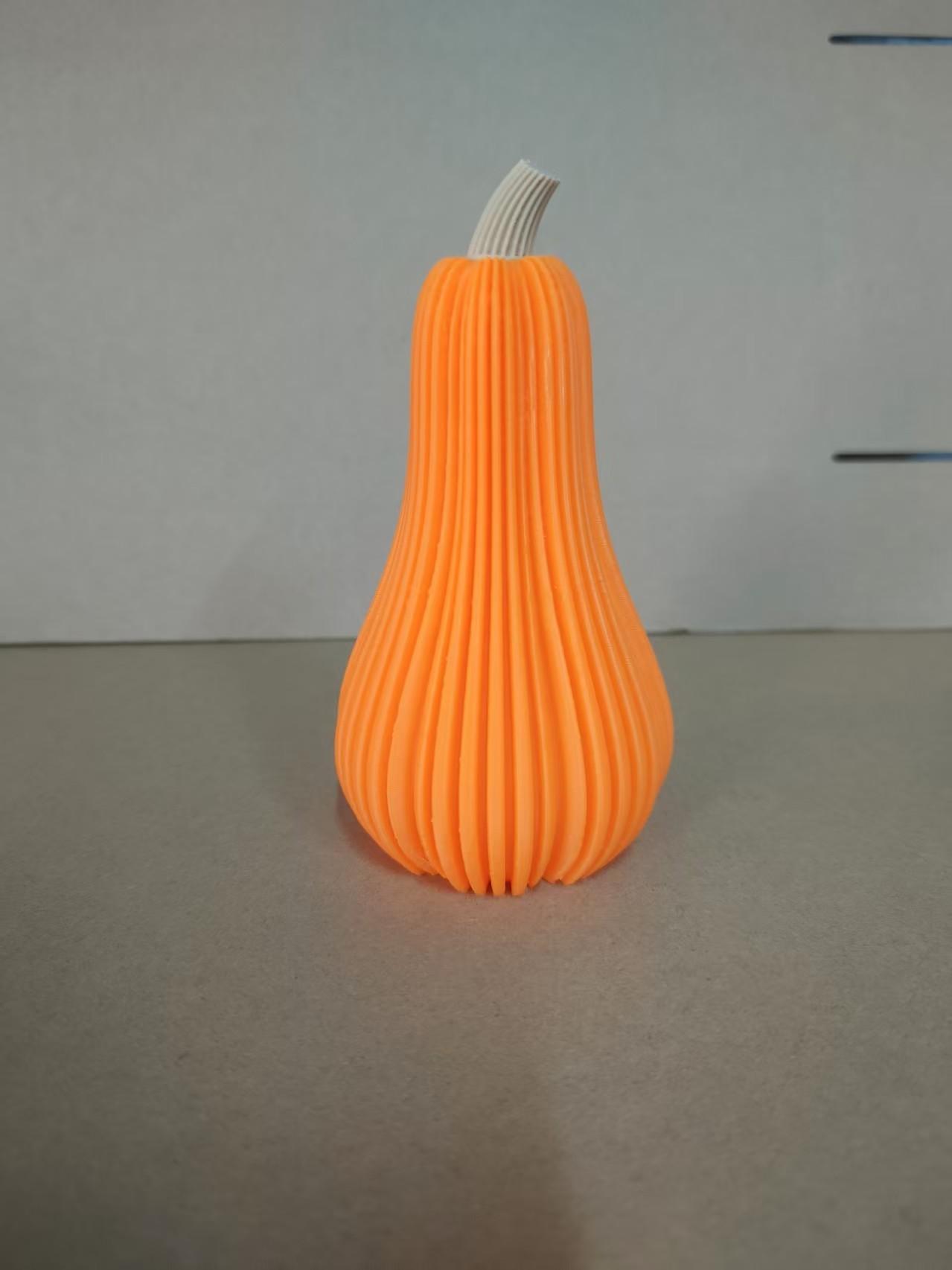 

3D Printed Tall Pumpkin For Halloween Decoration (With 1 Electronic Candle) бежевий