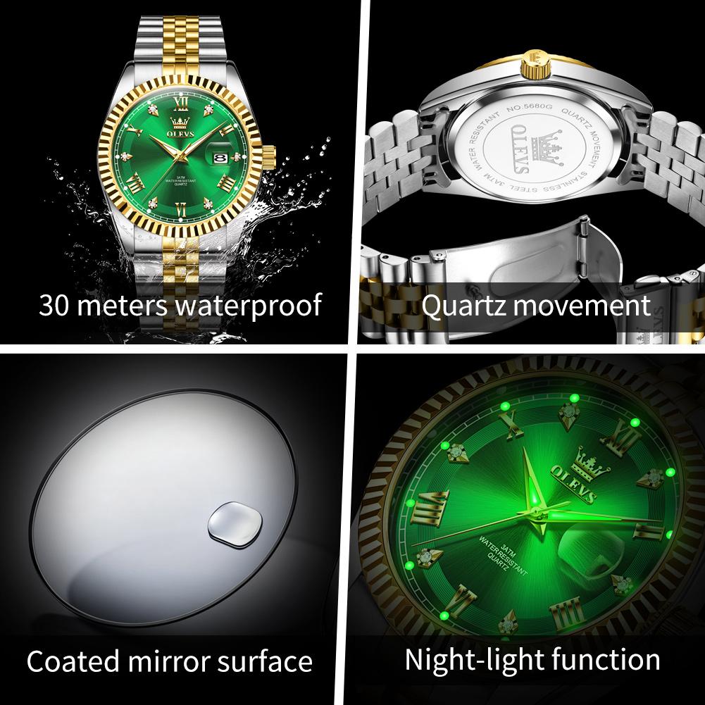 OLEVS 5680 Luxus Herrenuhr Wasserdicht Datum Mode Quarz Uhr für Mann Leuchtend Business Männliche Armbanduhr Echtes Produkt