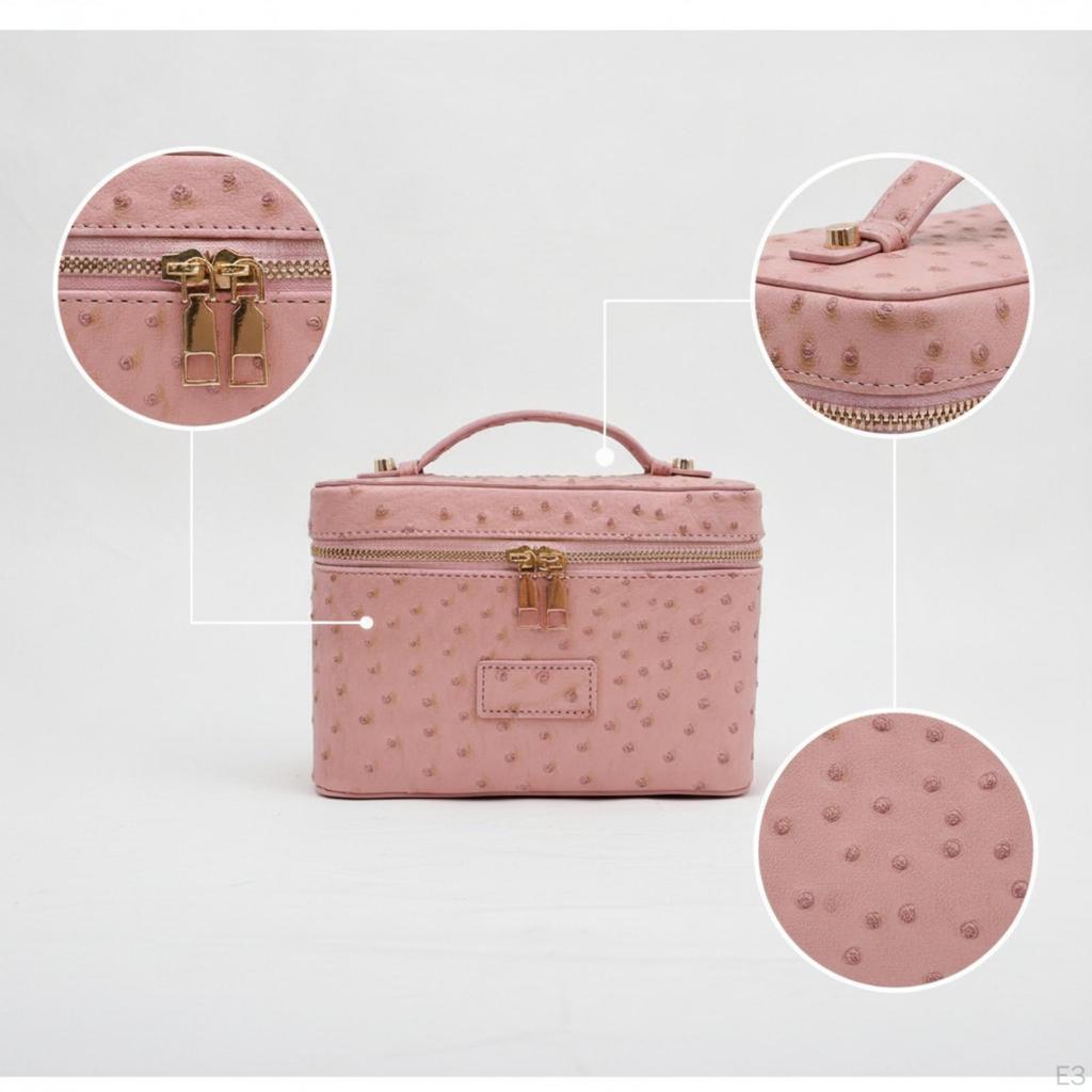 Custodia Trucco Rigida Borsa Cosmetica Rigida con Manico Zip Completa per