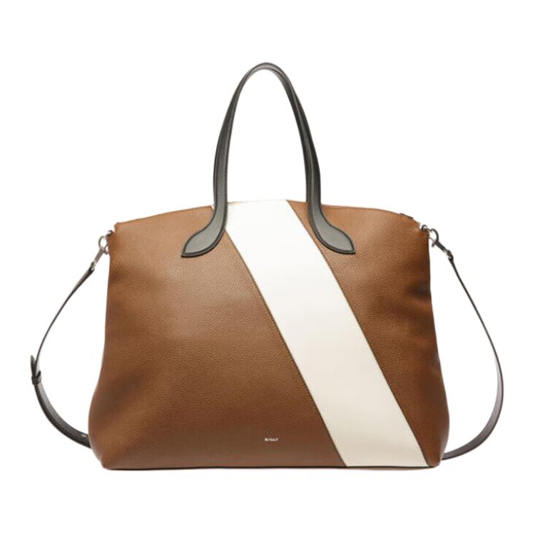 

Bally Color Block Design Zipper Closure Calfskin Crossbody Tote Bag Men Bags Brown 6305091 Basic Set (Bag+Dust Bag)
