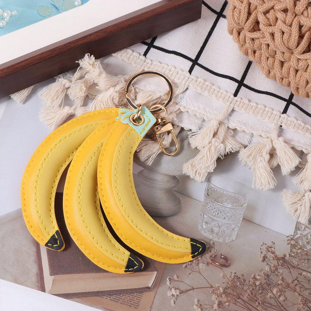 PU Banana Fruit Banana Keychain Cute Fashion Fruit Key Ring Portable PU Leather Pendant  Female