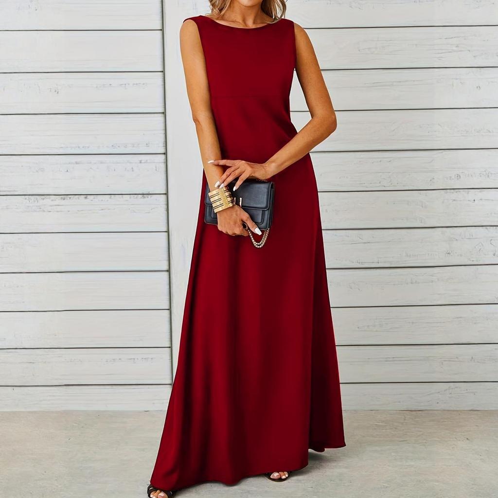 Ladies' Casual Loose Sleeveless Round Neck Vest Dress