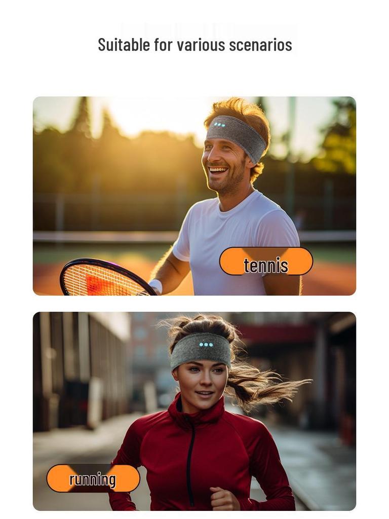 Wireless Music Sleep Eye Mask & Sweat-Wicking Bluetooth Headband for Outdoor Sports