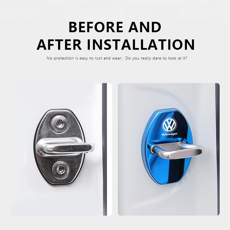 4Pcs Metal Car Door Lock Cover Protective Buckle Cover Sticker For VW Golf Polo Tiguan Touran Jetta Passat CC T5 GTI Magotan GTD zr9