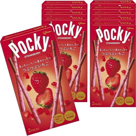 

Pocky Клубника с кусочками (Клубника со сливками)2 пакета в коробке $\times 10$ коробок