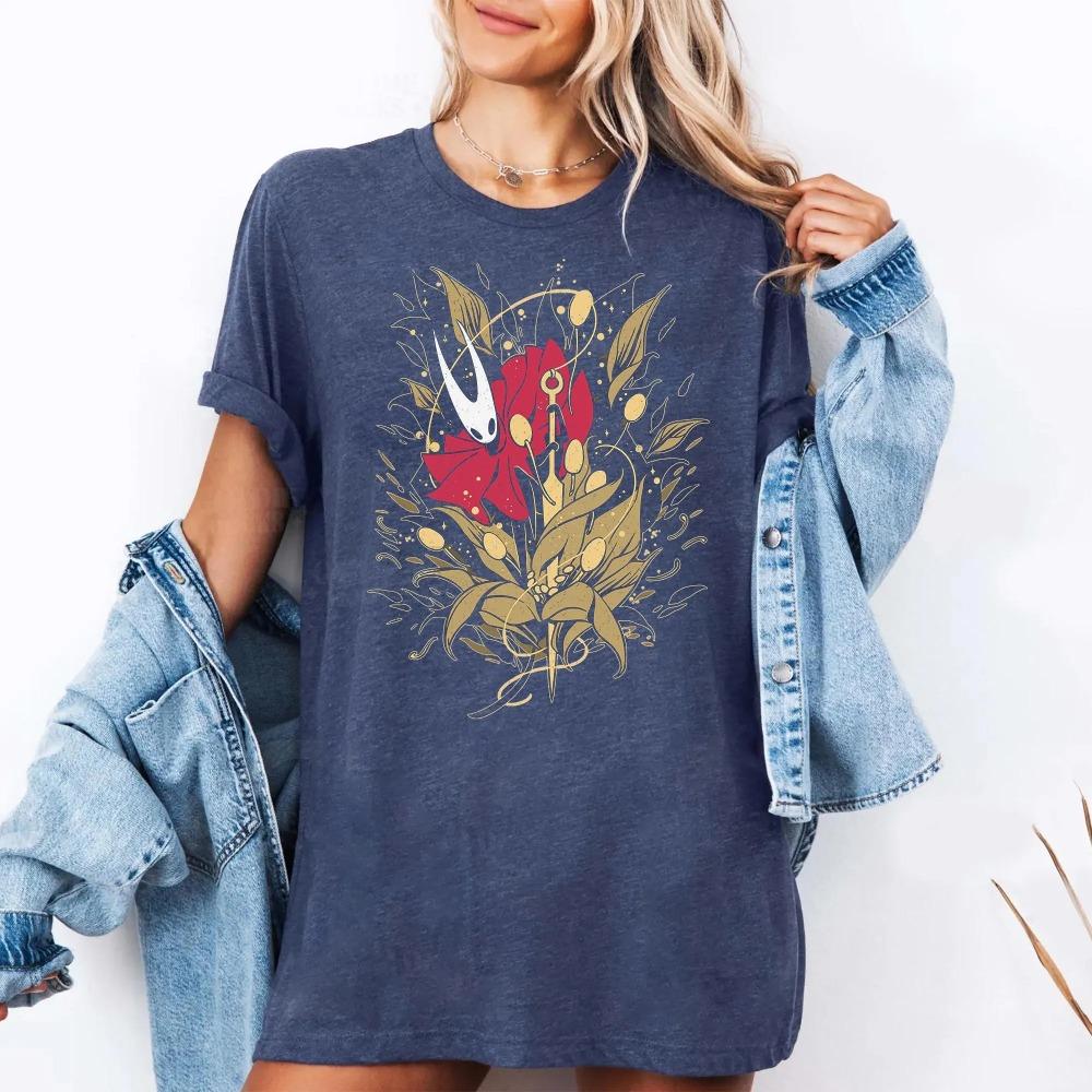 Hollow Knight Silksong Shirt Indie Game Gothic Clothing Graphic Short Sleeve Shirt Unisex Unisex Women AllSeason S