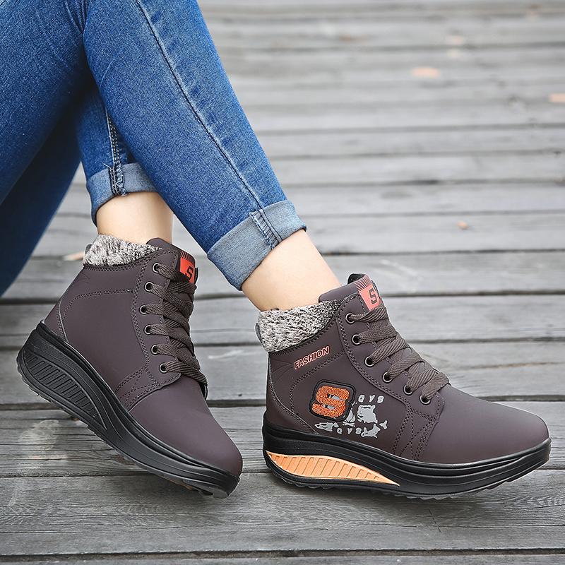 Зимние бархатные теплые высокие женские хлопковые туфли-качалки зимние ботинки спортивная — фото 16