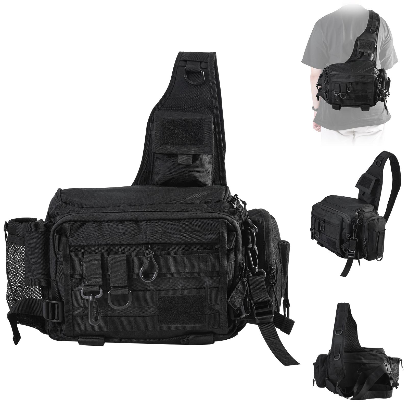 

Сумка для рибальських снастей Багатофункціональна сумка на одне плече Поясна сумка через плече Водонепроникне місце для зберігання рибних приманок і снастей чорний