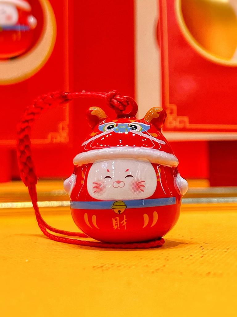 Chinese Fortune Cat Keychain With Water Sound Bell Crafted In Copper For Prosperity Gifts