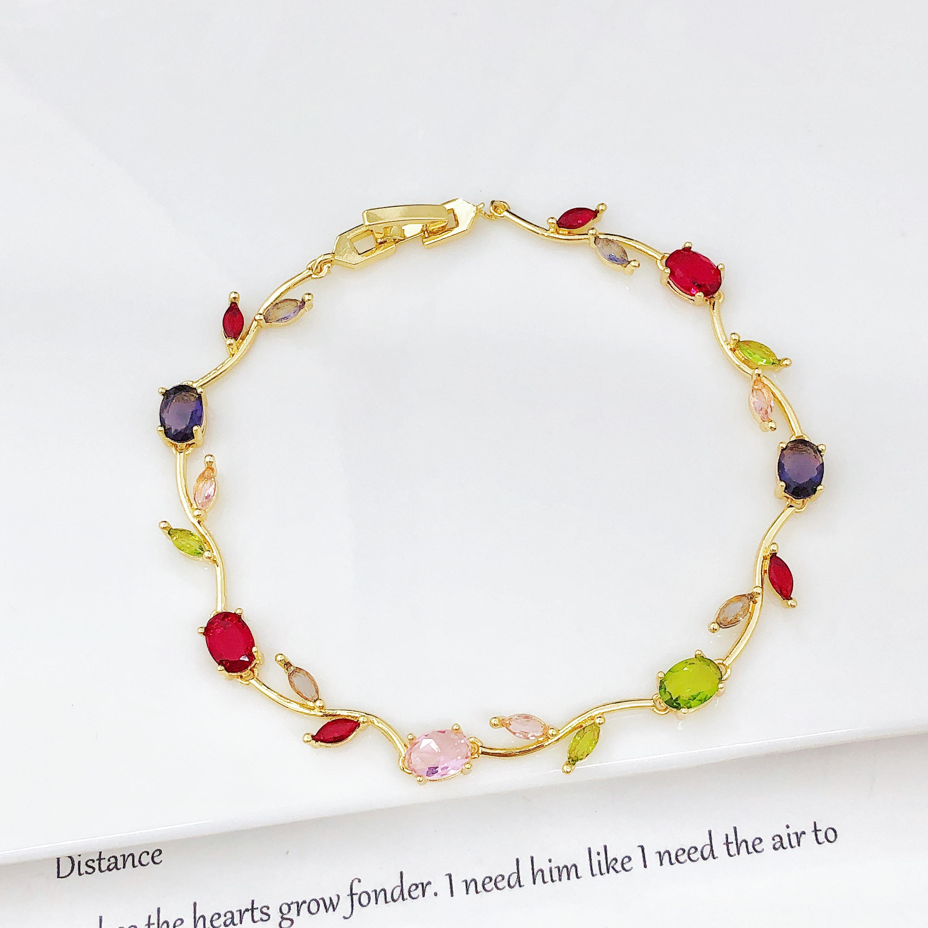 Горячая Распродажа Блестящий Стразы Цирконий Лист Лоза Цветок Браслет Роскошный для Женщин Девушек Вечеринки Свадьбы Позолоченный Ювелирное Изделие Подарок