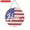 2D Flat 20*20cm 1pc Sweet Home USA Flag Theme Independence Day Wooden Door Sign Pendant, Good Quality Layout Home Decoration American Flag Placard