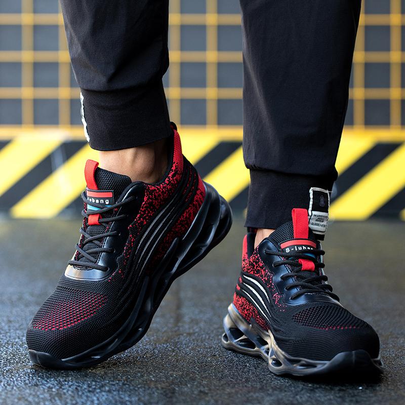 Bocanci de lucru de siguranță cu vârf de oțel, Pantofi de siguranță pentru bărbați, Adidași de lucru, Pantofi de lucru indestructibili pentru bărbați, Vârf de oțel, Pantofi de lucru pentru bărbați