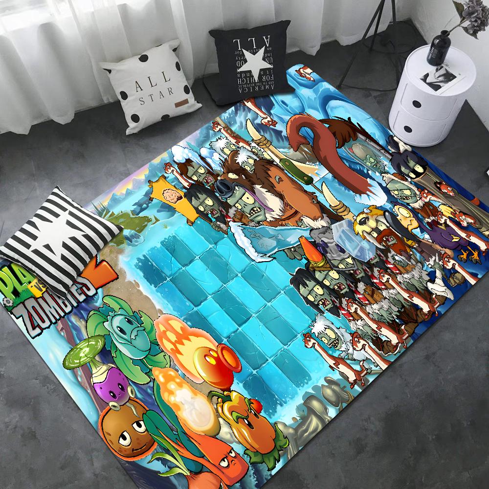P-Plants-vs-Zombie Cartoon Door Mat Nordic Style Home Doormat Bathroom-Toilet Mats Bedroom Bedside Mats