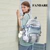 FANDARE Backpack for Men and Large Laptop Back for Middle High and College Perfect for and Nylon Cute Plush Toy and Button Badge Blue Women, Capacity,