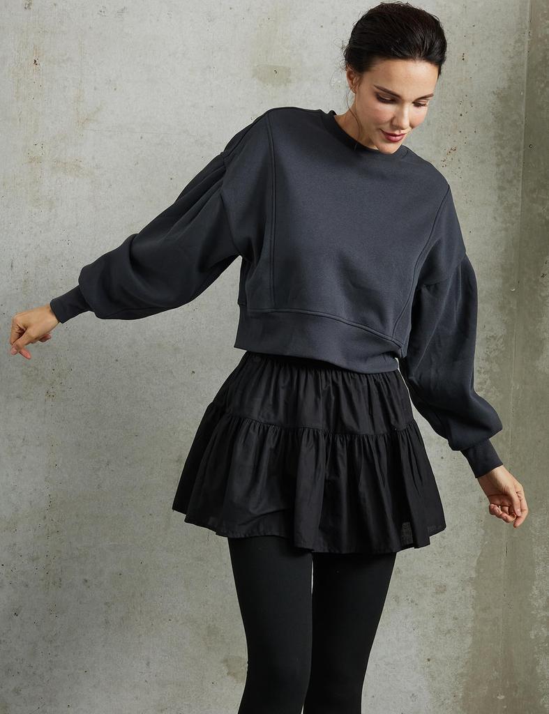 BEAUTELICATE Lagenrock mit angesetzter Hüftfigur Uni Elastisch Größe L Damen Saum, Bedeckung, Figurbetont, Farbe, Taille, Süß, Schwarz,