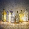 1PC Metal Vintage Decorative Light Morocco LED Hollow Wind Lamp Home Tabletop Atmosphere Lantern Crafts Decoration, Festive Deco