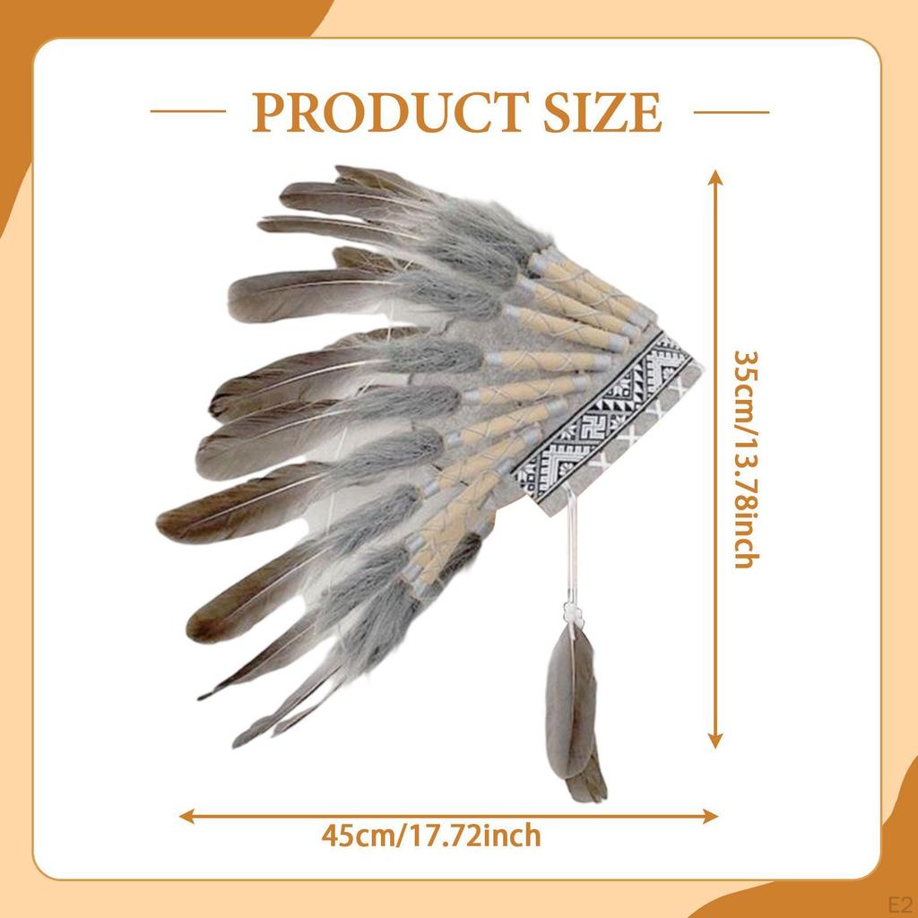 Feather Indian Headdress Hat for Cosplay Stage Show Fancy Dress Halloween
