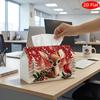 2D Flat, 1pc Tissue Box, Printed On Both Sides, Christmas Tissue Box Holder Poinsettia And Candle Christmas Multifunctional Napkin Dispenser for Home,