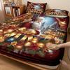 3pcs Merry ChristmasSanta Claus Print Coreless Bedsheet Set Various Sizes Bed Covers Bedroom Bedding Holiday Decorations
