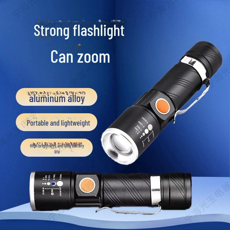 616 Aluminum Alloy USB Rechargeable LED Flashlight for Outdoor Portable Night Fishing