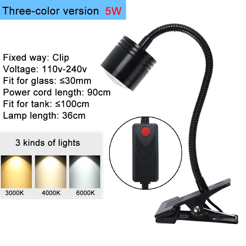 Aquarium LED Light Fish Tank Decoration Spotlight Plants Grow Remote Control Dimmable Lamp Turtle Reptiles 110v 220v 3w 5w 7w