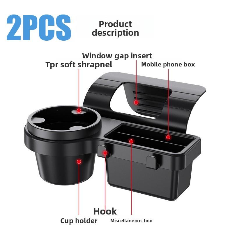 Car Multi Functional Phone Holder Storage Box Cup Holder Window Side Storage Organizer Space Saving Design Sunglasses Coins