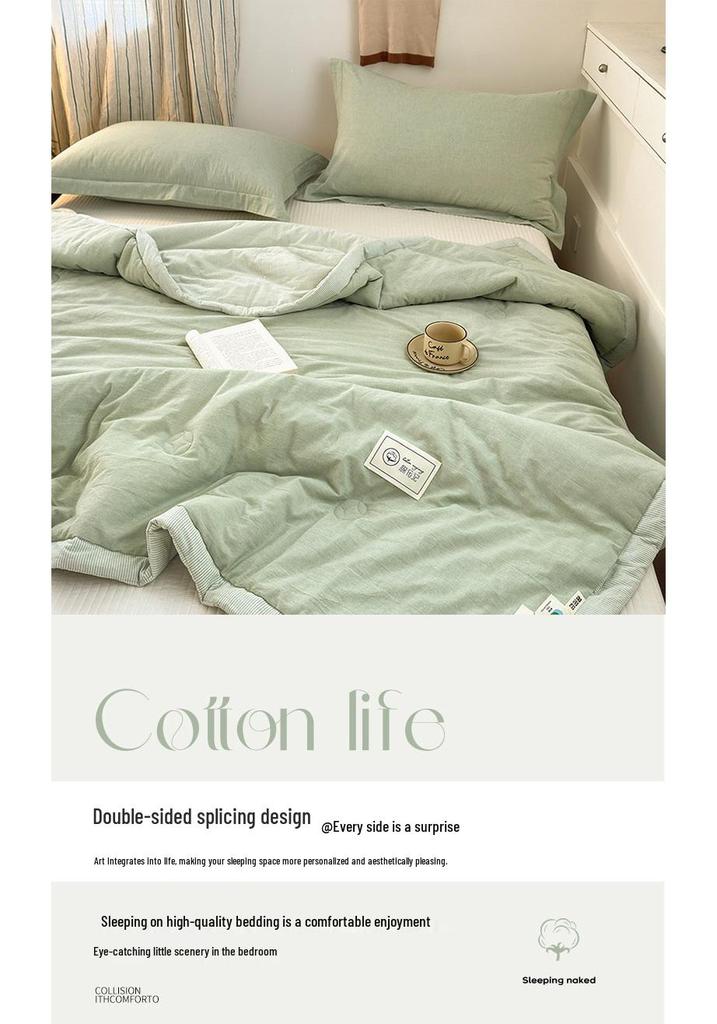A-Class 100% Pure Cotton Summer Cooling Quilt - Thin, Machine Washable, Xinjiang Cotton Air Conditioning Blanket