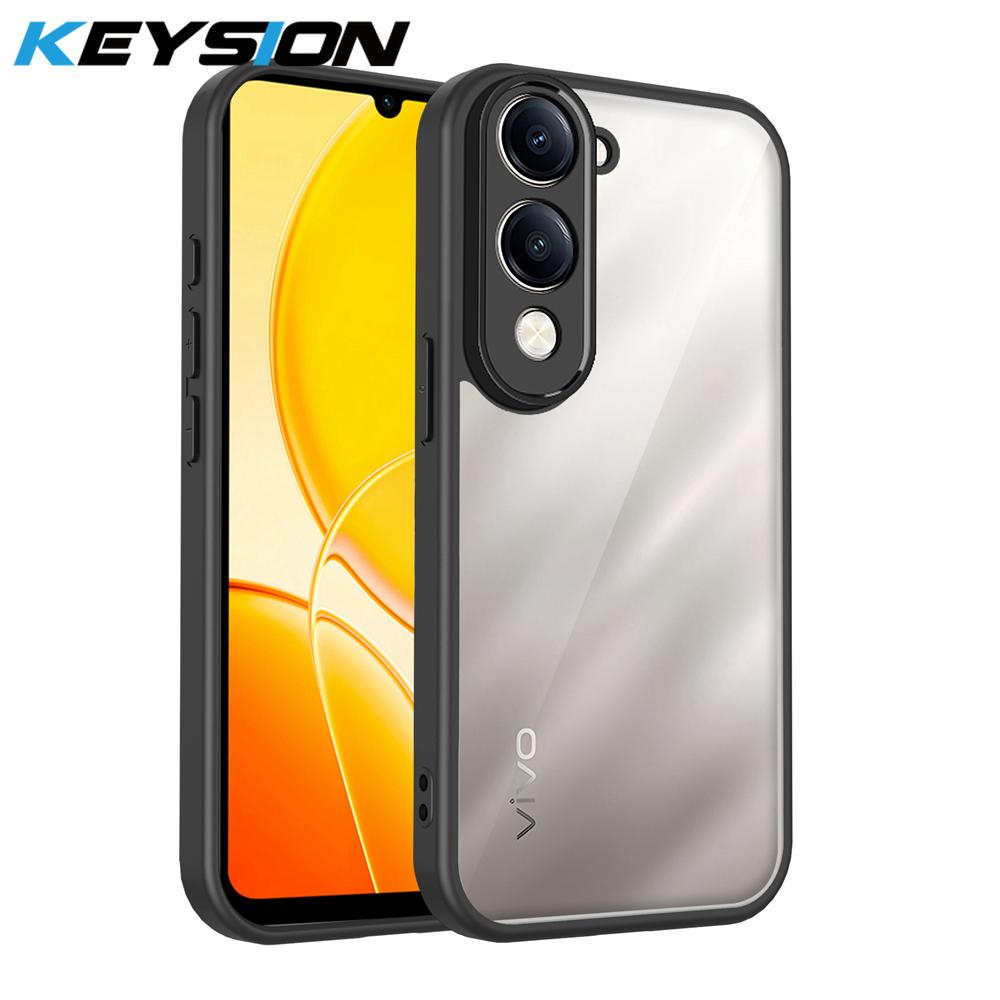 

KEYSION Transparent Phone Case for VIVO Y29s 5G Y29t 5G Soft Silicone+PC Clear Shockproof Phone Back Cover for VIVO Y04 for VIVO Y29s 5G