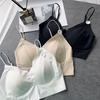 Thin Spring and Summer Seamless Ice Silk Backless Sexy Hollow Out Cross-Strap Fixed One-Piece Thin Cup Women's Underwear