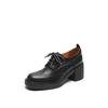 Fashion NEW Spring Women Loafers Genuine Leather Shoes Round Toe Square Heel Women Shoes Casual Lace-up Women Pumps Carving Oxford Shoes