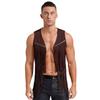 Herren Westliche Cowboy Weste Kunstleder Quasten Design Nieten Fransen Weste Offen Vorne Ärmellose Jacke
