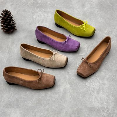 Sapatos de Ballet em Couro Femininos Salto Grosso Quadrado Mary Jane