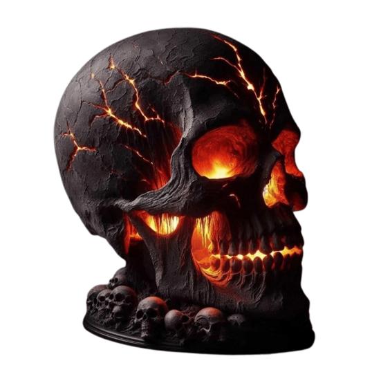 Skalle Bordlampe Gotisk Magma Skallelampe Skummel LED Menneskeskalle Bordlys for Halloweenfest Manteldekorasjon