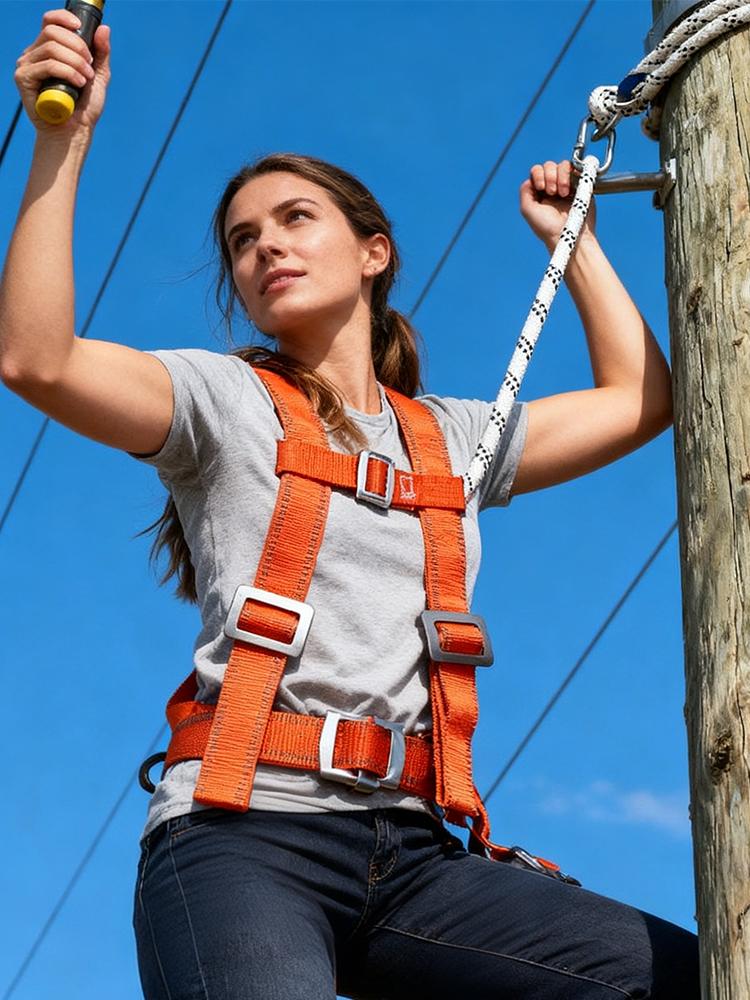 Arnés de Seguridad Ajustable para Trabajos en Altura con Cuerda de Seguridad 3M, Cinturón, Mosquetón, Escalada al Aire Libre, Protección de Seguridad de Cuerpo Completo