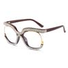 Fashion Cat Eye Glasses with Rhinestones Vintage Trendy Design Oversized Eyeglasses Women for Decoration