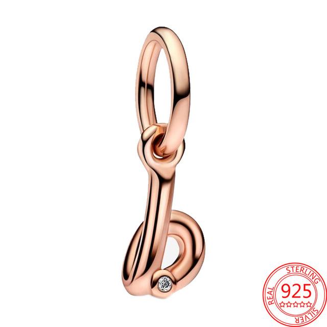 Argint Sterling S925 Charm Pandantiv Alfabet Script Litere A-Z Potrivit Brățară Originală Colier DIY Bijuterii