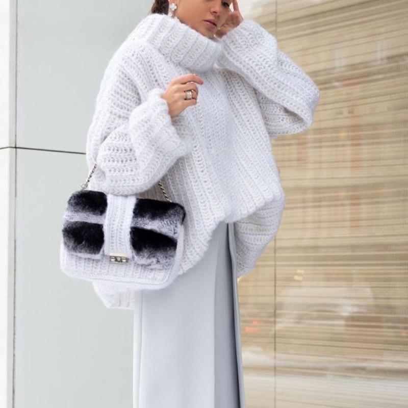 

Женские водолазки вязаные свитера осень зима теплые свободные пушистые длинные рукава свитера топы XL белый