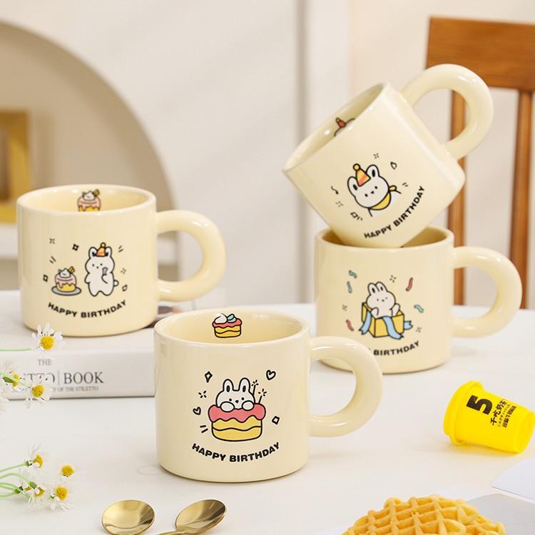 Creative Cute Rabbit Ceramic Cup Mug Coffee Cup Household Breakfast Cup Couple Pair Cup Tea Cup Drinking Cup