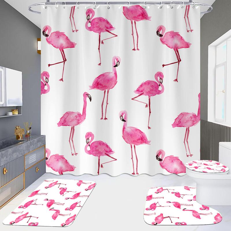 Xihe HD Printed Waterproof Punch-Free Shower Curtain Set