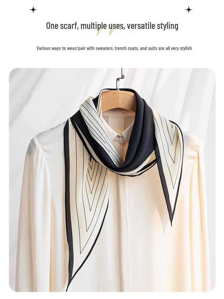 Autumn Double Crepe Silk Scarf: Versatile Casual Neck Warmer & Sun Protection Shawl for Women