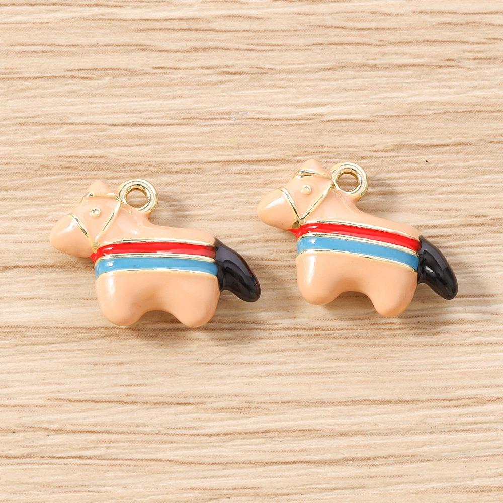 

5PCS New Zinc Alloy Animal Pendant Accessories Little Horse Multi-purpose DIY Accessories Necklaces Charms DIY Jewelry Making золотий коричневий колір