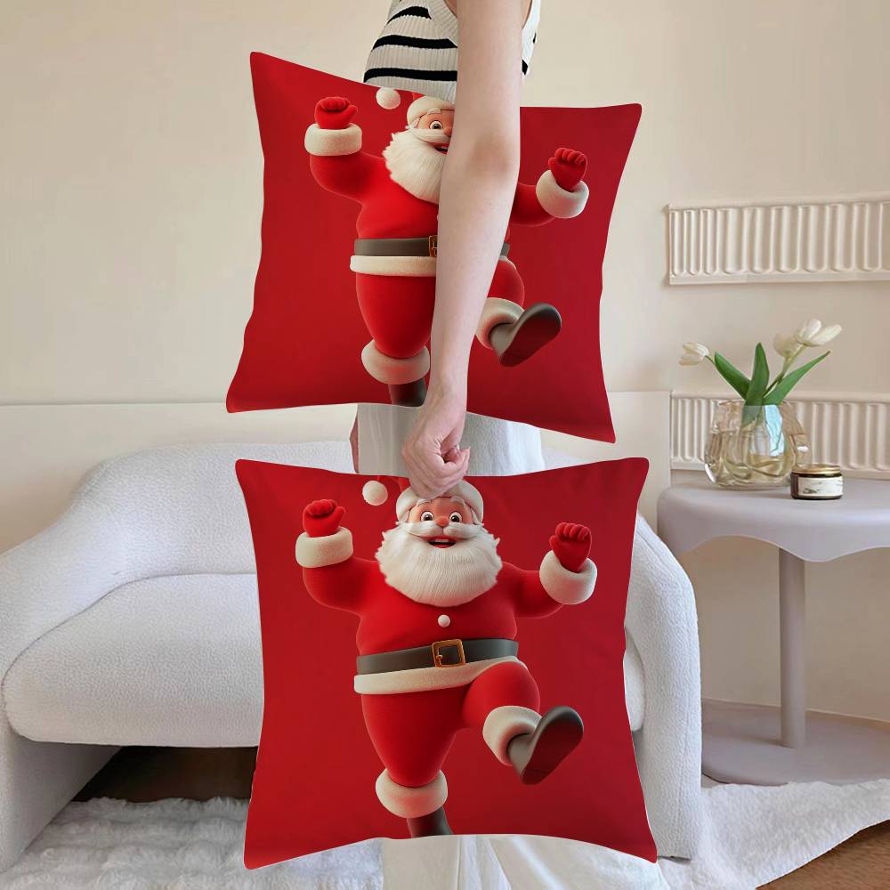 Santa Claus Pillow Case Sofa and Living Room Decorative Cushion Covers Dust-proof and Mite-proof Invisible Zipper
